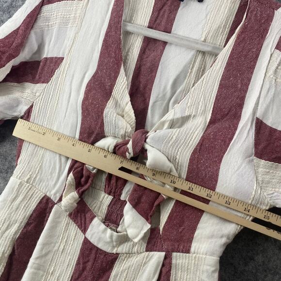 Lulus Jumpsuit Small Cream Red Rayna Striped Tie-Front Culotte Cropped Straight - Picture 7 of 16